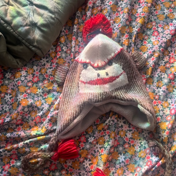 Amazon Accessories - Amazon Red and Brown Knit Monkey Hat